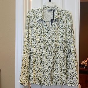 Betabrand Green/White Dog Print Shirt -XXL